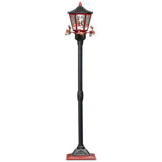 55-Inch Lighted Snowing Lantern Santa And Rotating Reindeer