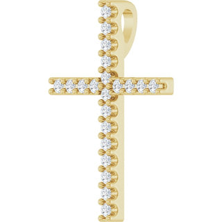 14K Yellow .08 CTW Natural Diamond Cross Pendant