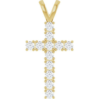 14K Yellow 3/4 CTW Natural Diamond Cross Pendant