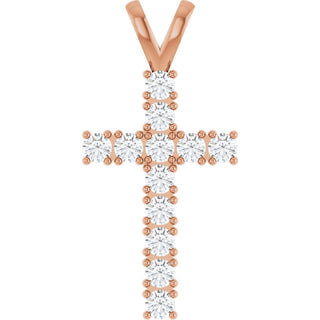 14K Rose 3/4 CTW Natural Diamond Cross Pendant