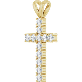 14K Yellow 3/4 CTW Natural Diamond Cross Pendant
