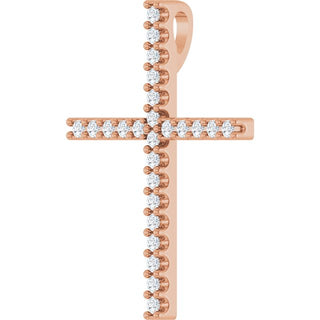 14K Rose 1/10 CTW Natural Diamond Cross Pendant