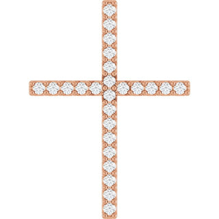 14K Rose 1/10 CTW Natural Diamond Cross Pendant