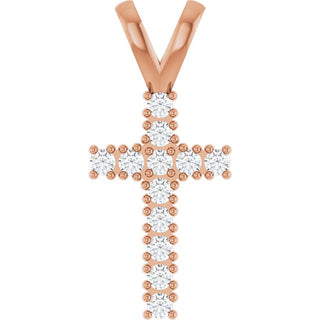 14K Rose 1/4 CTW Natural Diamond Cross Pendant