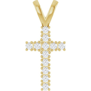 14K Yellow 1/4 CTW Natural Diamond Cross Pendant