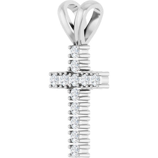 Sterling Silver 1/4 CTW Natural Diamond Cross Pendant