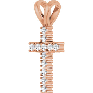 14K Rose 1/4 CTW Natural Diamond Cross Pendant