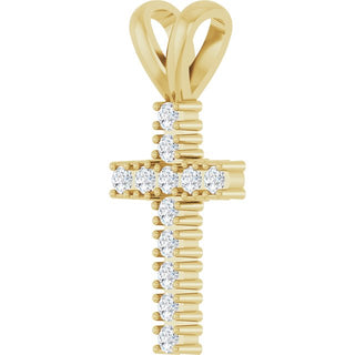 14K Yellow 1/4 CTW Natural Diamond Cross Pendant