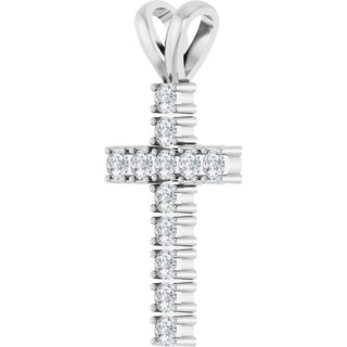 14K White 1/2 CTW Natural Diamond Cross Pendant