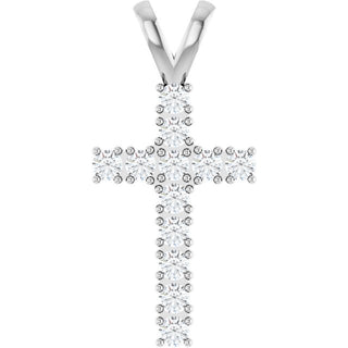 Sterling Silver 1/2 CTW Natural Diamond Cross Pendant
