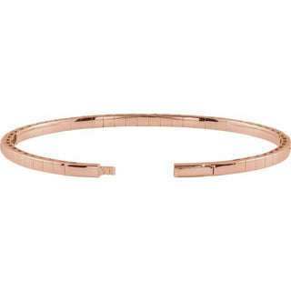 14K Rose 3 CTW Natural Diamond  Flexible Bangle 7" Bracelet