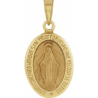 14K Yellow 15x11.5 mm Oval Hollow Miraculous Medal