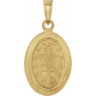 14K Yellow 15x11.5 mm Oval Hollow Miraculous Medal