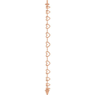 14K Rose Engravable Heart Link 7" Bracelet