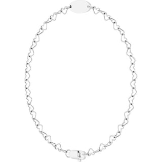 14K White Engravable Heart Link 7" Bracelet