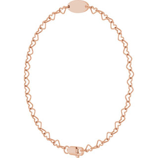14K Rose Engravable Heart Link 7" Bracelet