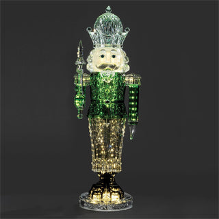 34.5-Inch Led Musical Nutcracker Green Acrylic
