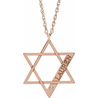 14K Rose Gold-Plated Sterling Silver Personalized Imitation Diamond Star of David 16" Necklace
