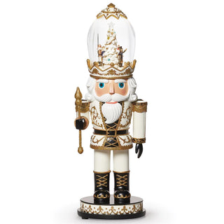 16-Inch Lighted Musical White Nutcracker With Rotation