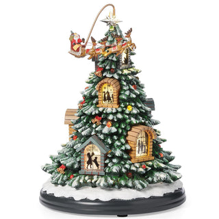 10.5-Inch Lighted Musical Tree Silhouette Windows - Rotation