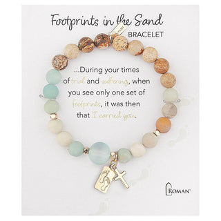24-Piece Set Footprints Bracelets With Display - 7-Inch Stretch