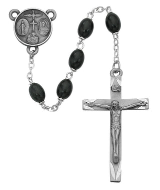 Black Oval Wood Rosary