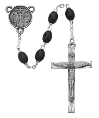 Black Oval Wood Rosary