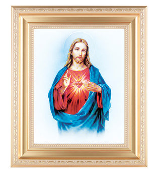 Sacred Heart In Satin Gold Frame 10.25X12.25" 8X10 Print