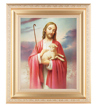 Good Shepherd In Satin Gold Frame 10.25X12.25" 8X10 Print