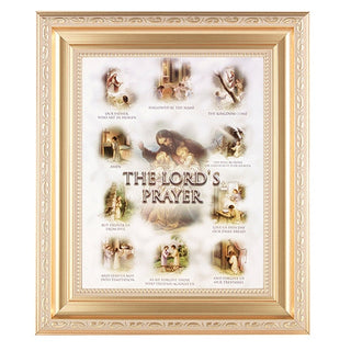 Lords Prayer In Satin Gold Fram E 10.25X12.25" 8X10 Print