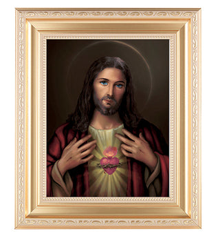 Sacred Heart 8X10 In Satin Gold Frame 10.25X12.25"