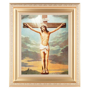 Crucifixion In Satin Gold Frame 10.25X12.25" 8X10 Print