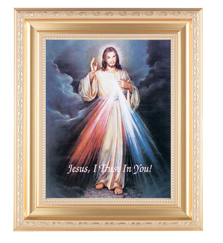 Divine Mercy In Satin Gold Frame 10.25X12.25" 8X10 Print