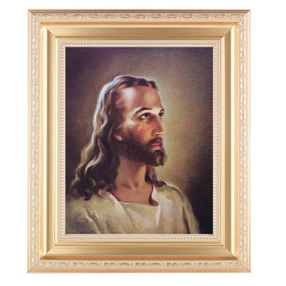 Head Of Christ In Satin Gold Frame 10.25X12.25" 8X10 Print