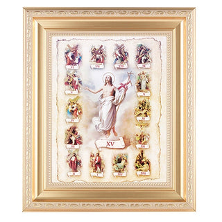 Stations Of The Cross In Gold Frame 10.25X12.25" 8X10 Print