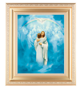 Christ Welcoming Home Satin Gold Frame 10.25X12.25" 8X10 Print