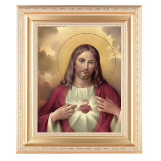 Sacred Heart In Satin Gold Frame 10.25X12.25" 8X10 Print