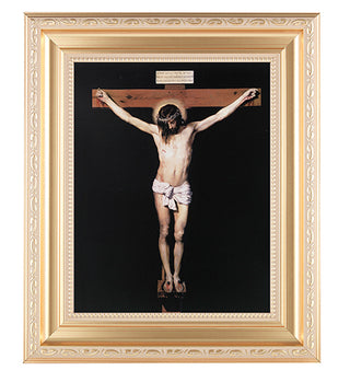 Crucifixion In Satin Gold Frame 10.25X12.25" 8X10 Print
