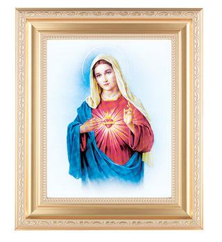 Immaculate Heart Of Mary, 8X10 Satin Gold Frame 10.25X12.25