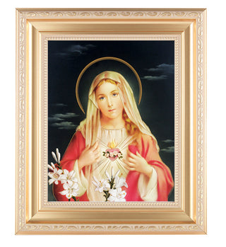 Immaculate Heart Of Mary, 8X10 In Gold Frame 10.25X12.25