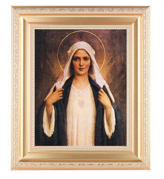 Immaculate Heart Of Mary, 8X10 Satin Gold Frame 10.25X12.25