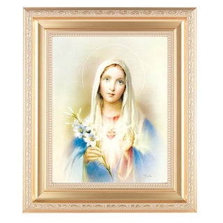 Immaculate Heart Of Mary, 8X10 Satin Gold Frame 10.25X12.25