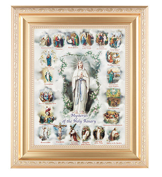 Mysteries Of The Rosary Satin Go Ld Frame 10.25X12.25" 8X10 Print