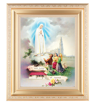 Our Lady Of Fatima In Satin Gold Frame 10.25X12.25" 8X10 Print