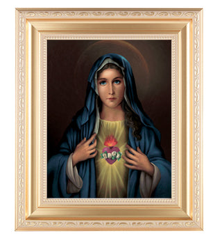 Immaculate Heart Of Mary, 8X10 Satin Gold Frame 10.25X12.25