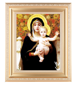 Bouguereau:Madonna Of Roses Satin Gold Frame 10.25X12.25" 8X10Prt