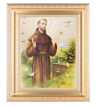 St. Francis In Satin Gold Frame 10.25X12.25" 8X10 Print