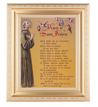Prayer Of Saint Francis In Satin Gold Frame 10.25X12.25" 8X10Prt