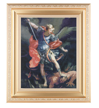 St. Michael In Satin Gold Frame 10.25X12.25" 8X10 Print