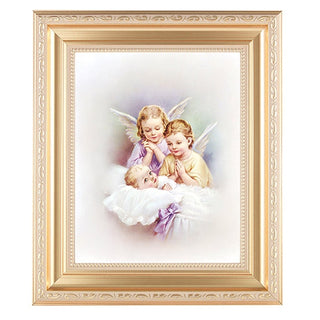Guardian Angels In Satin Gold Frame 8X10 Print